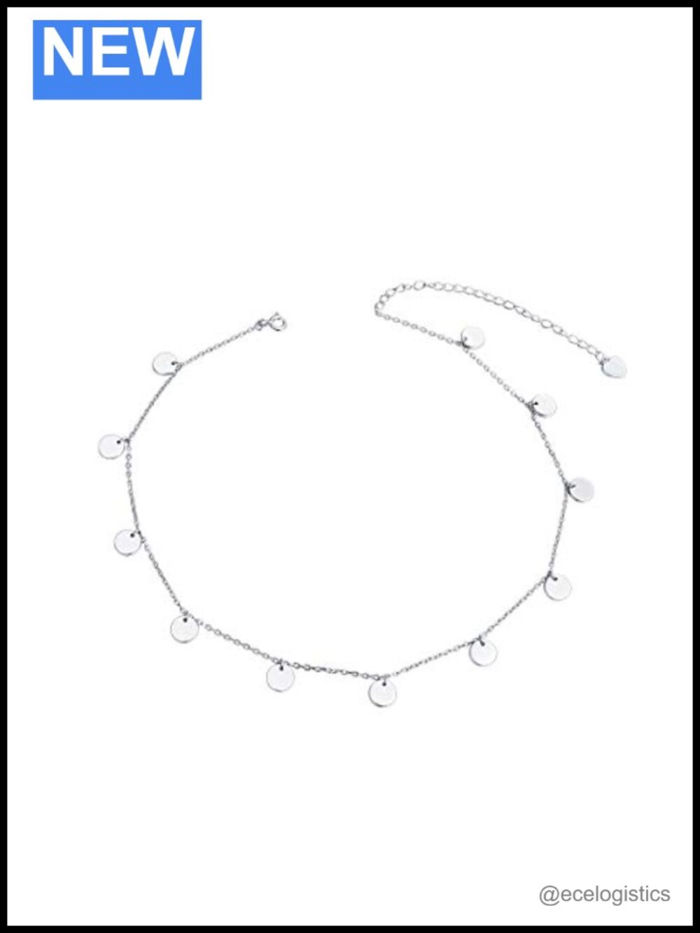 S925 Sterling Silver Disc Choker Necklace Dot Statement